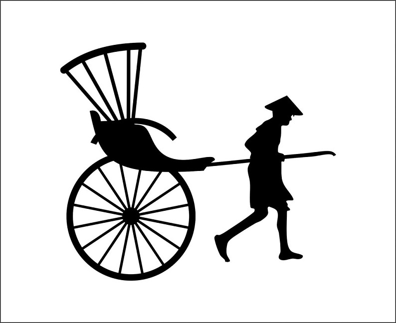 人力车_剪影_一个_男人_手推车_高清图片_全景视觉