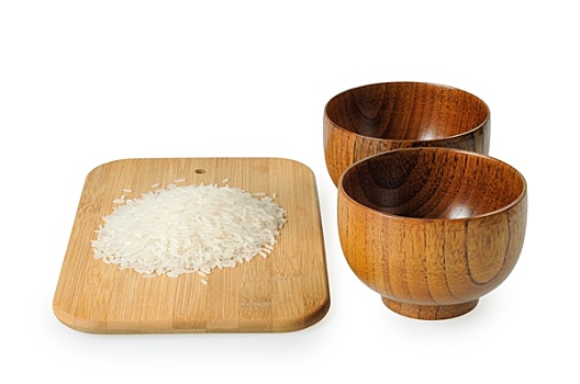 木碗,米饭,一把