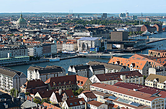 全景,哥本哈根,内港,剧院,风景,教堂,我们,首都,区域,丹麦,欧洲