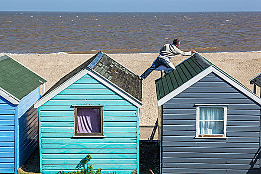 英格兰,海滩小屋