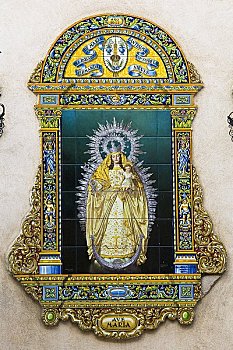涂绘,宗教,瓷砖,塞维利亚,西班牙