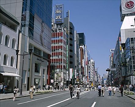 购物者,街景,银座,东京,本州,日本