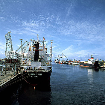 葡萄牙,港口,货船,挨着,码头