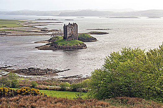 风景,岛屿,城堡,湖,阿盖尔郡,苏格兰