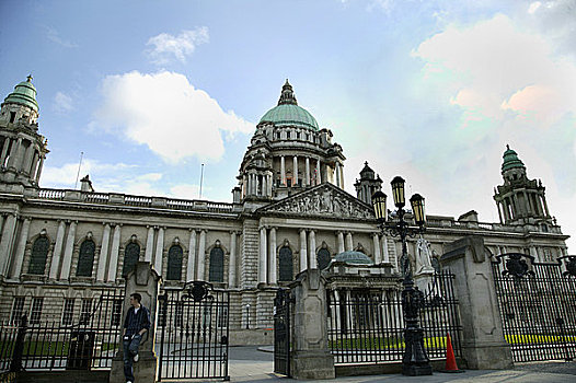 北爱尔兰,贝尔法斯特,古典,文艺复兴,户外,市政厅