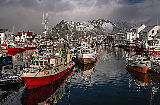 渔村,罗弗敦群岛,挪威,欧洲