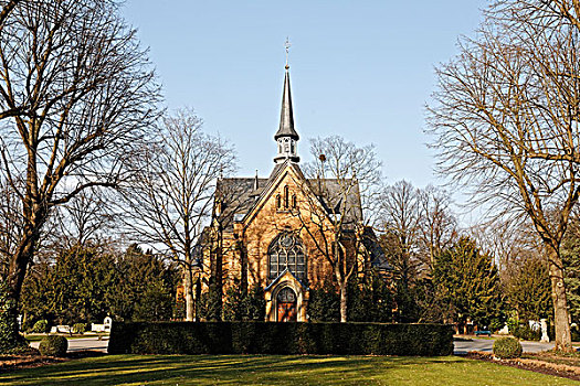 墓地,小教堂,新哥德式,风格,北莱茵-威斯特伐利亚,德国,欧洲