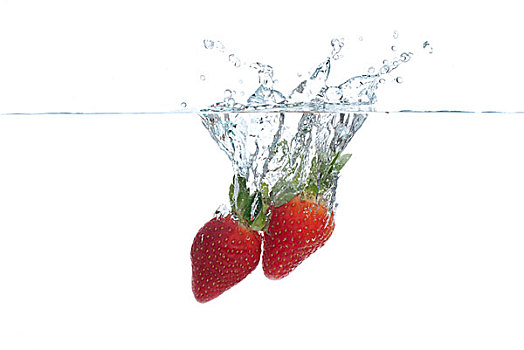 草莓,溅,水