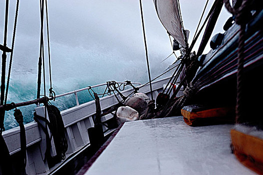 北极,边缘,纵帆船,航行,格陵兰,海洋,风暴