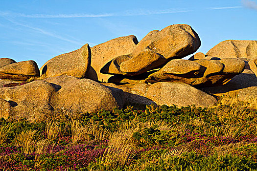 美景,花冈岩,漂石,布列塔尼半岛,法国