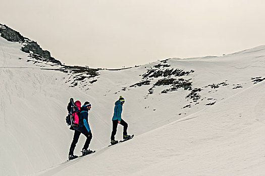 家庭,雪鞋,山