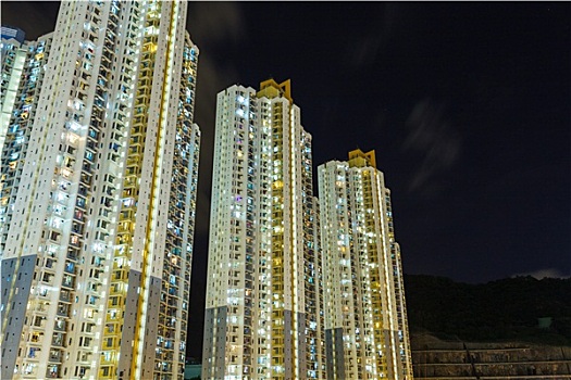 住宅建筑,香港,夜晚
