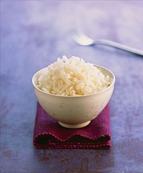 米饭,白色,碗,蓝色背景,背景