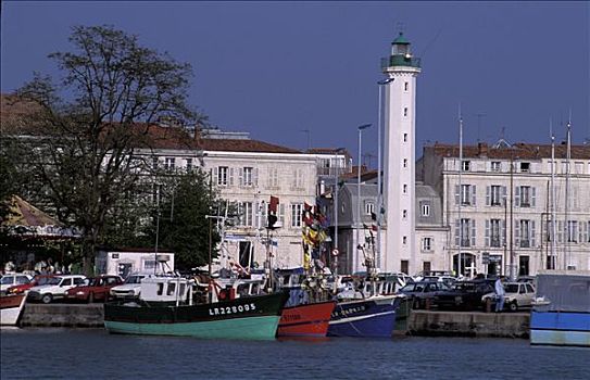 法国,沿岸地区,拉罗谢尔,船,灯塔,码头