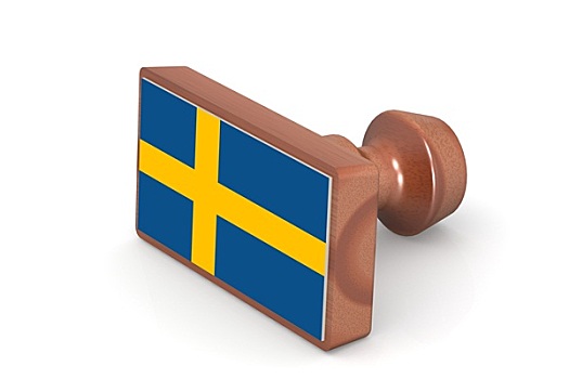 木质,图章,瑞典,旗帜