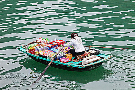 越南,下龙湾,水上市场