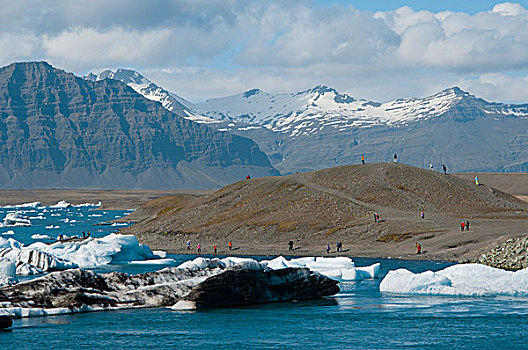冰岛,东方,区域,杰古沙龙湖,结冰,湖