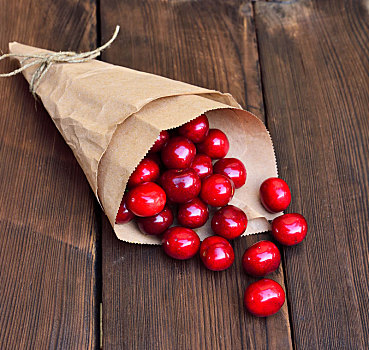 成熟,红色,樱桃,纸袋