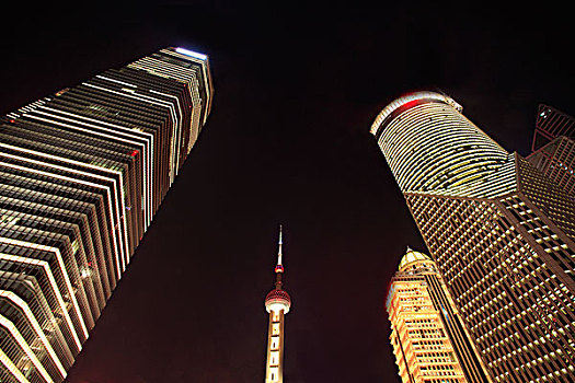 上海,夜晚,建筑,浦东,陆家嘴
