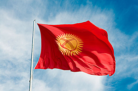 旗帜,吉尔吉斯斯坦,飞,天空