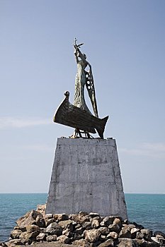 雕塑,黑海,内塞巴尔,省,保加利亚