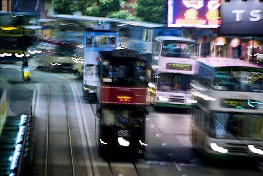 香港,铜锣湾,有轨电车,巴士,道路