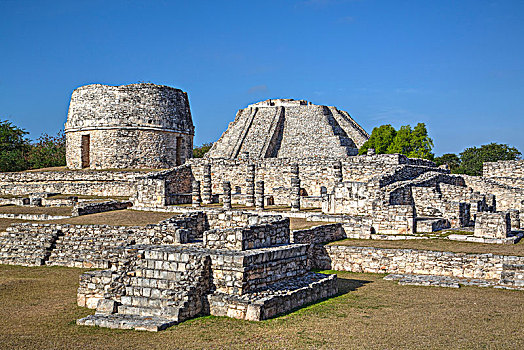 圆,庙宇,库库尔坎,背景,玛雅人遗址,尤卡坦半岛,墨西哥