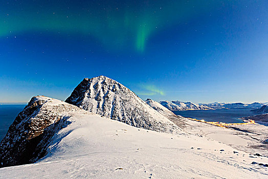 北方,北极光,顶峰,攀升,特罗姆斯,挪威,欧洲
