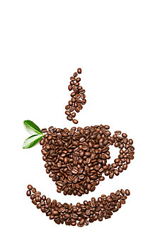 拼成图形的咖啡豆