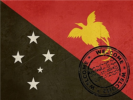 欢迎,巴布亚新几内亚,旗帜,护照