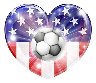 美国,足球,心形,旗帜