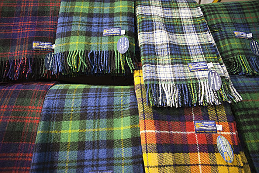 围巾,展示,编织,格子图案,爱丁堡,苏格兰