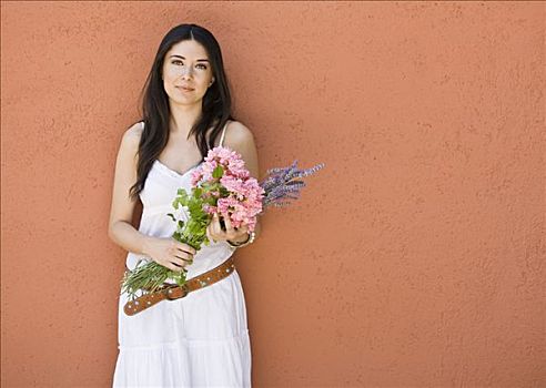 女人,肖像,花