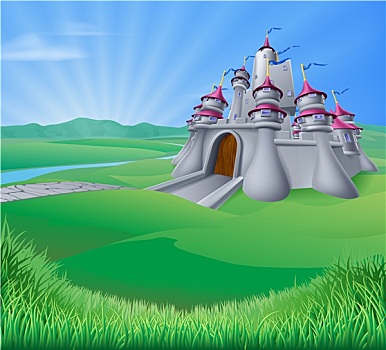 城堡,风景,插画