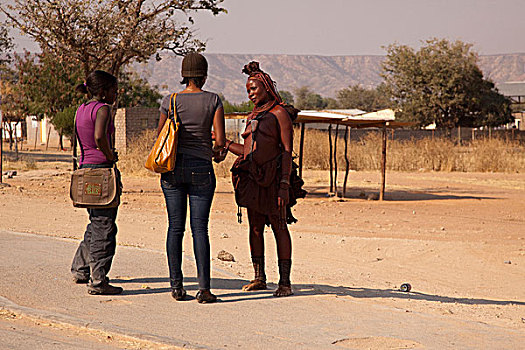 纳米比亚,辛巴族妇女,出游,女人,主要街道