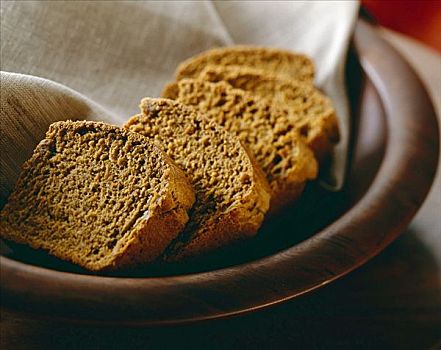 面包,木碗