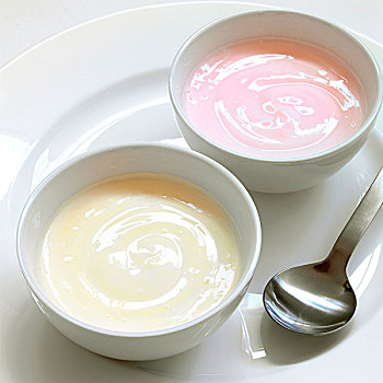 两个,碗,酸奶