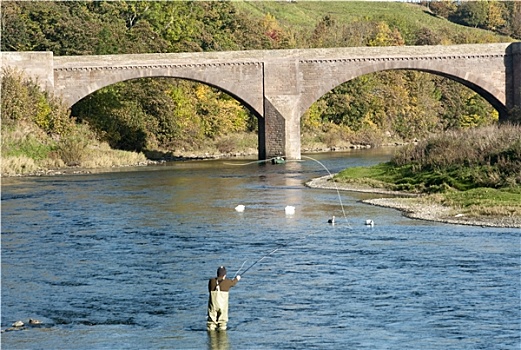 钓鱼,男人,桥,苏格兰