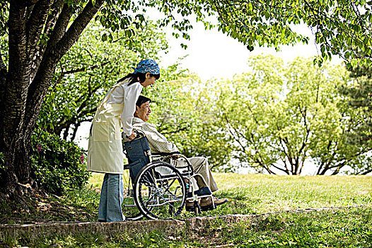 护理,老人,轮椅