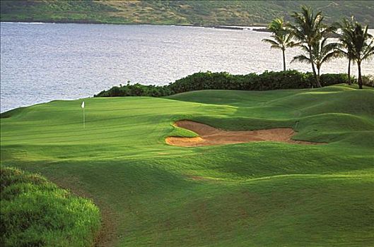 夏威夷,考艾岛,考艾礁湖,胜地,基乐球场,高尔夫球场,洞