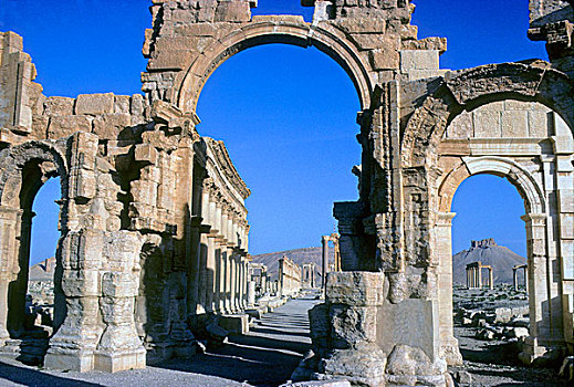 叙利亚,帕尔迈拉,遗迹,世界遗产,雄伟,拱形