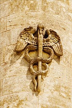 双蛇杖,象征,雕刻,柱子,地点,波尔多,法国