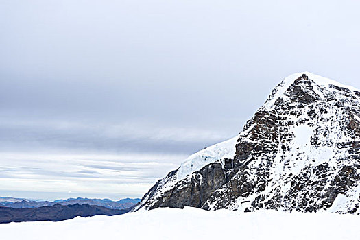 雪景,山,云,天空