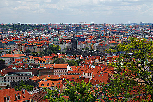 风景,布拉格城堡,上方,老城,布拉格,捷克共和国,欧洲