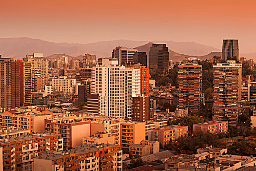 智利,圣地亚哥,城市风光,奶奶,塔,黎明