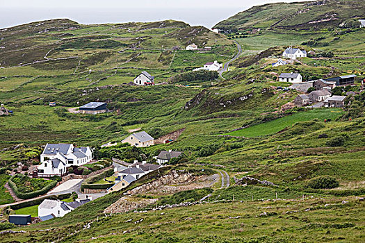 房子,绿色,山坡,多纳格,爱尔兰