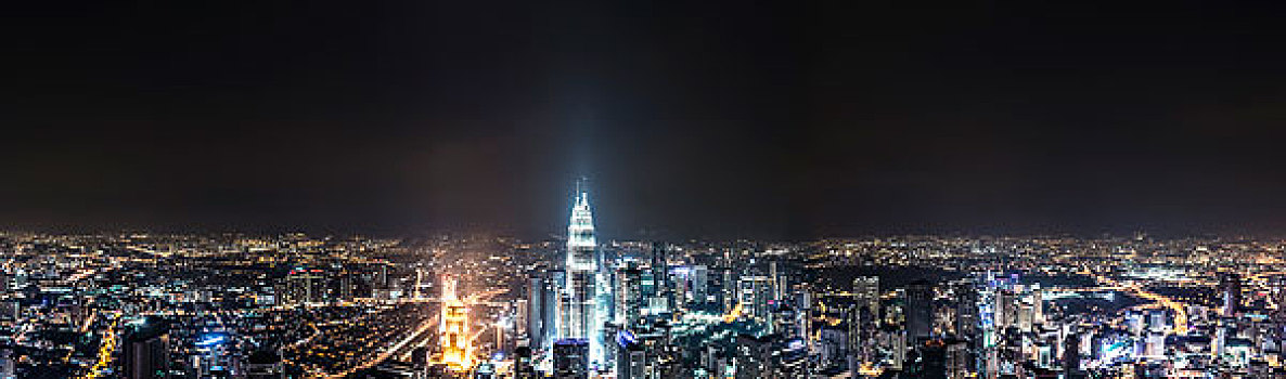 天际线,夜晚,双子塔,吉隆坡,马来西亚,亚洲