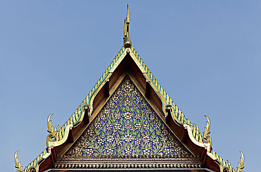 山墙,图案,寺院,佛教寺庙,复杂,苏梅岛,曼谷,泰国,亚洲