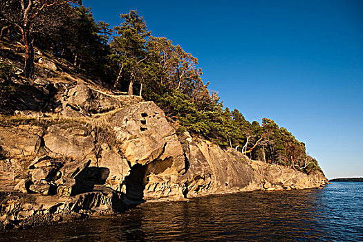 砂岩,岸边,岛屿,自然保护区,不列颠哥伦比亚省,加拿大