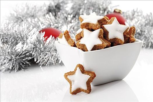 桂皮,味道,星形,饼干,圣诞树球,装饰